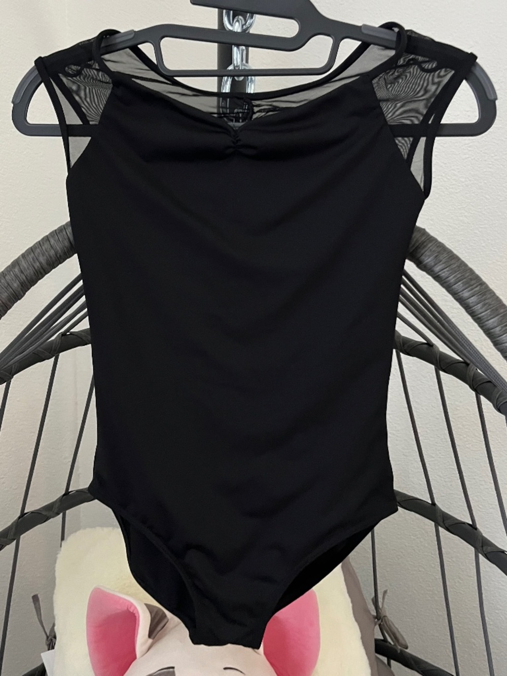 CAPEZIO Black Leotard Mesh Sleeve Girls L